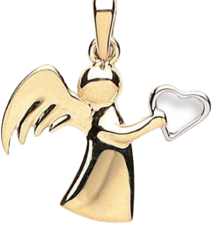 a gold angel with heart